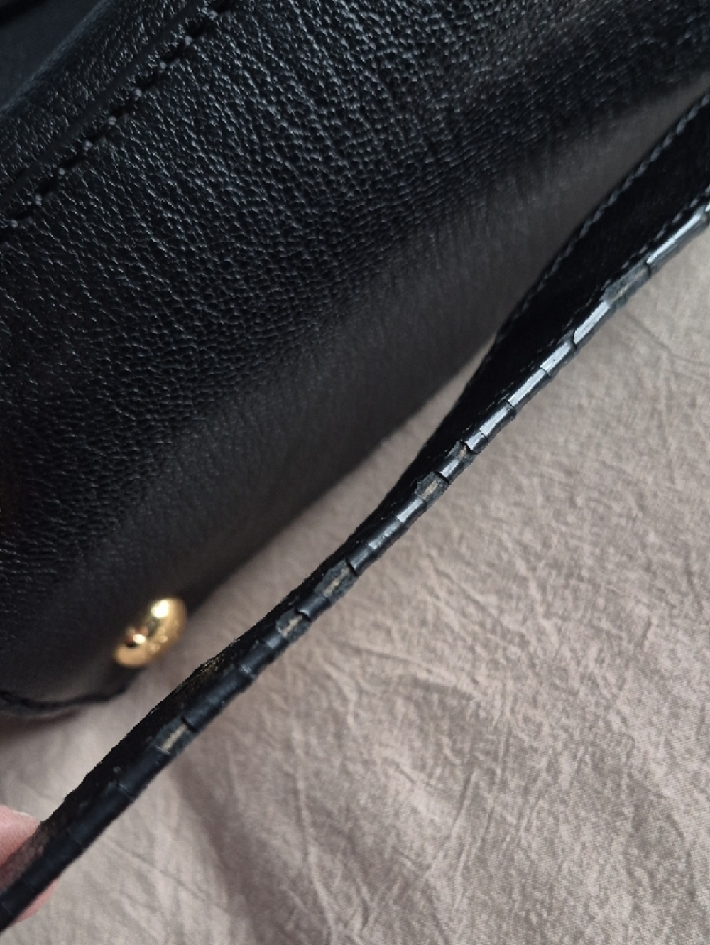 Michael Kors Black Leather Satchel with Gold-Tone Hardware - Picture 8 of 9